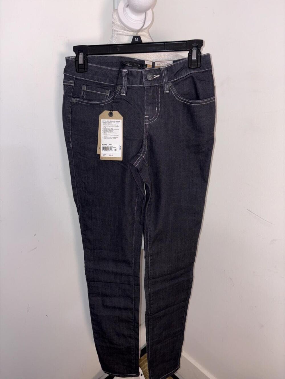Prana Kayla Jean Women 00 Reg Dark Gray Stretch Mid-Rise Straight Leg Preppy